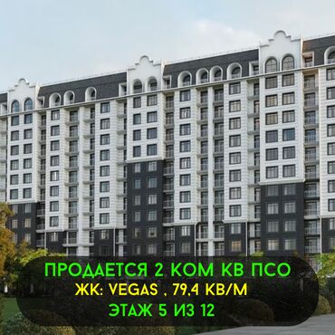 Продажа участков: 2 комнаты, 79 м², Элитка, 5 этаж, ПСО (под самоотделку)