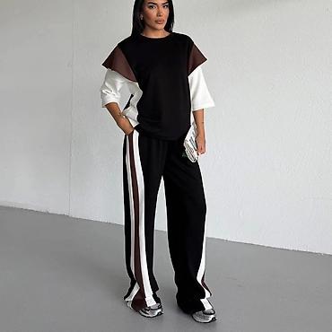 lil solid accessories: Ženski komplet trenerke – bluza i pantalone širokog kroja - — 9