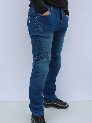 Farmerke: Muške jeans pantalone – biker/karirano šivenje - Model: slim/straight — 3