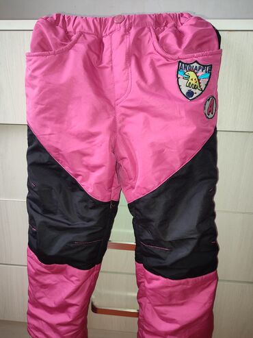 детские утепленные штаны: Джинсы и брюки, цвет - Розовый, Б/у