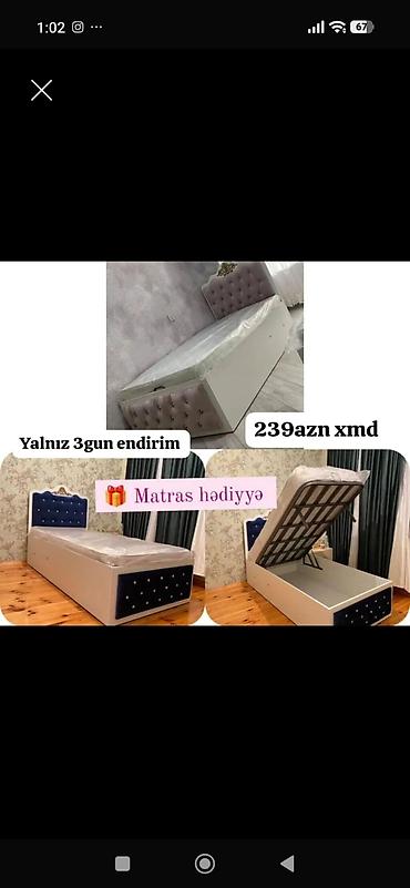 Qaldırılan baza sistemi ilə tək nəfərlik çarpayı - Ölçü: tək nəfərlik