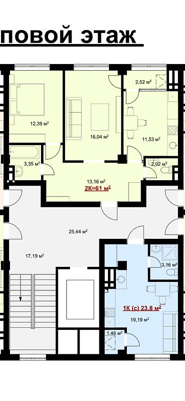мик джал: 1 комната, 29 м², Элитка, 4 этаж, ПСО (под самоотделку) — 4