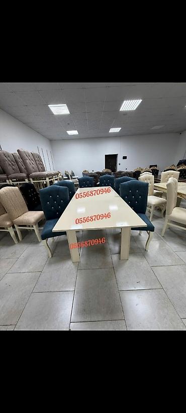 Masa və oturacaq dəstləri: Qonaq otağı üçün, Yeni, Açılmayan, Dördbucaq masa, 6 stul — 5