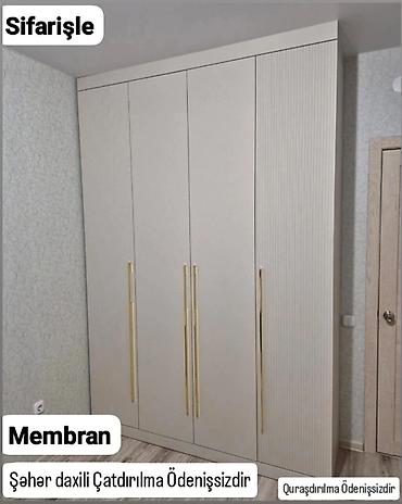 Düz dolab, Yataq otağı üçün, Paltar üçün, Açılan, Korpuslu, 4 qapılı