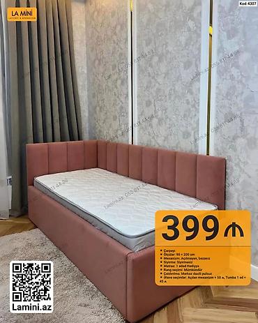 Ev üçün mebel: LA MINI künc başlıqlı çarpayı - Ölçü: 90 × 200 sm - Mexanizm — 1