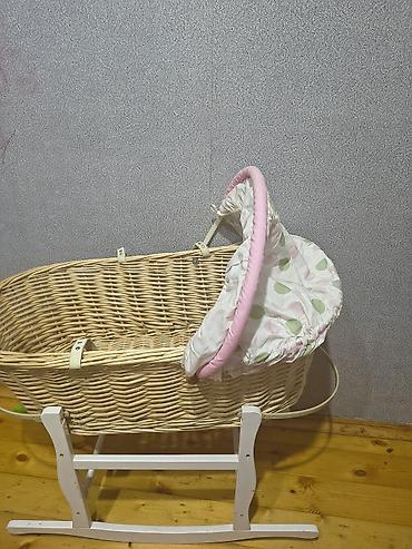 isti doseme: Təbii rattan səbətdən hazırlanmış beşik/kolyaska tipli körpə beşiyi — 1
