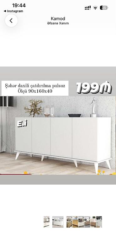 komodlar: Ağ rəngli kamod - Ölçü: 90 x 160 x 40 sm - Şəhər daxili çatdırılma — 1