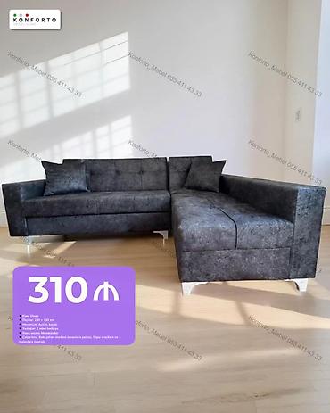 divan 150: Künc divan – qaranlıq boz rəng, müasir minimal dizayn. Xüsusiyyətlər — 1