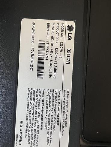 Televizorlar: LG LCD televizor – model 32LC7R Xüsusiyyətlər: - Ekran diaqonalı: 32 — 1