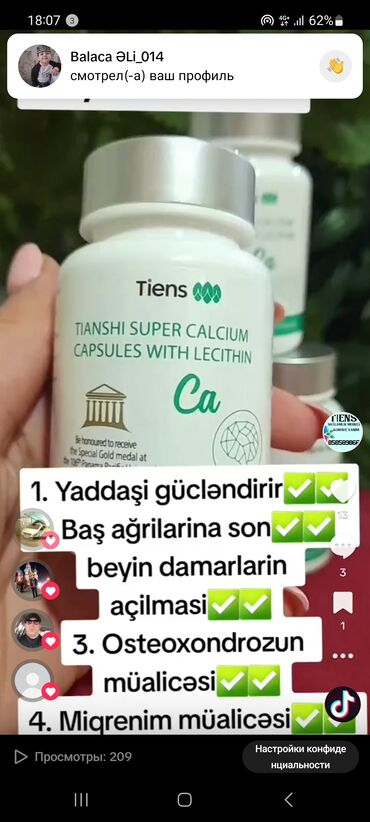 Vitaminlər və BAƏ: Tiens sağlamlıq məhsulları – kompleks dəst - Bio Kalsium (Tiens — 10