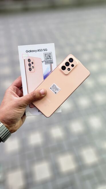 продажа флай телефон: Samsung Galaxy A53 5G, 128 ГБ, цвет - Оранжевый, Отпечаток пальца, Face ID