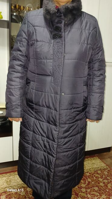 дорогие пуховики женские: Пуховик, По колено, Двусторонняя модель, XL