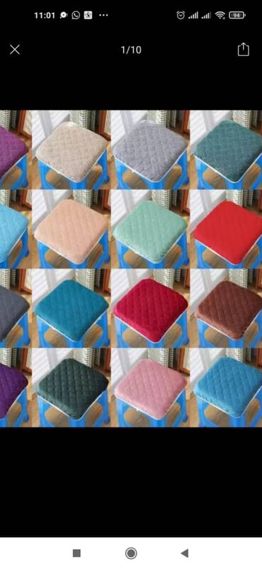 Чехлы: Пуфиктерге,табуреткаларга эластический чехолдор сатылат,баалары — 10