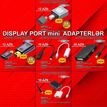 Digər kompüter aksesuarları: DisplayPort mini adapterlər 🚚Metrolara və ünvana çatdırılma var