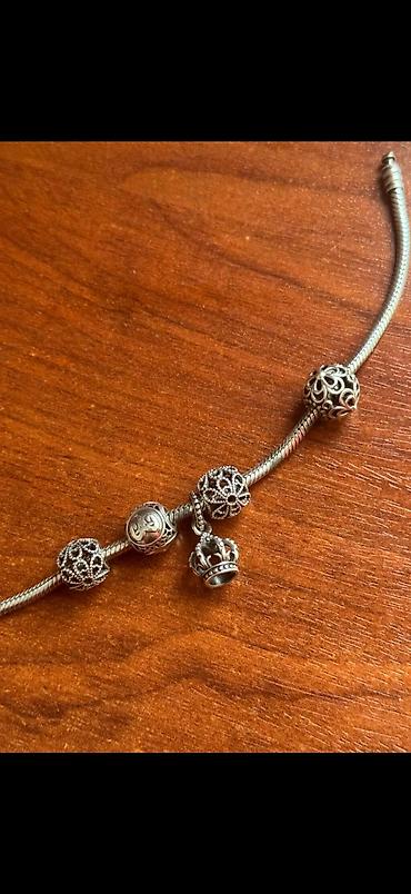 Şarmlar: Gümüş charm bilərzik - Material: gümüş rəngli metal zəncir (ilan — 2