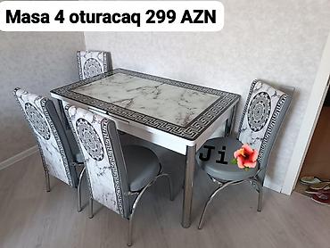 lavanda: Mətbəx üçün masa və 4 ədəd stul dəsti - Komplekt: 1 masa + 4 stul - — 2