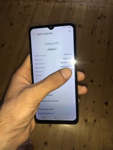 Samsung: Samsung Galaxy A02, 32 GB, rəng - Mavi, Zəmanət, Sensor, İki sim kartlı