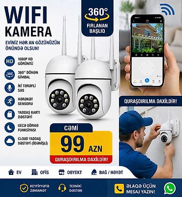 iphone 5s ucuz: 📹 WIFI Kamera – Evinizin Təhlükəsizliyi Bir Addımda! 🔹 1080P HD — 1