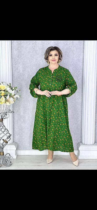 миди платье: Платье миди свободного кроя для женщин plus size - Силуэт — 1