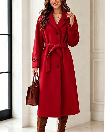 Kaputi: Ženski elegantni kaput sa pojasom – dužina ispod kolena Kaput: 3.999 — 5