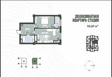 1 бөлмө, 54 м², Азия Молл Элитка, 6 кабат, ПСО (өз алдынча бүтүрүү)
