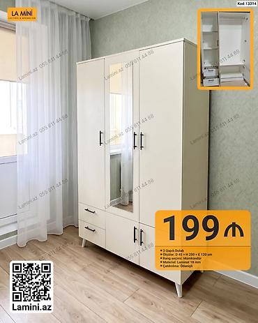 3 qapılı dolab – LaMini - Ölçülər: D 45 × H 200 × E 120 sm -