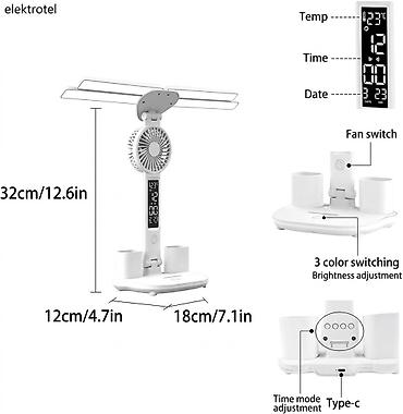 лампа вентилятор: Çoxfunksiyalı masaüstü LED lampa + ventilyator Xüsusiyyətlər: - — 3