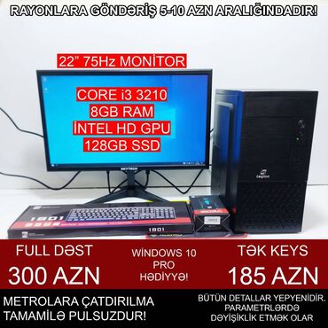Masaüstü kompüterlər və iş stansiyaları: Masaüstü Kompüter "Legion H61 1155 Core i3 3210” ⭐Tək Sistem Bloku – — 3