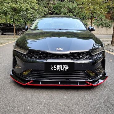 тюнинг бампера: Юбка переднего бампера Kia, 2021 г., цвет - Черный, Новый, Бесплатная доставка