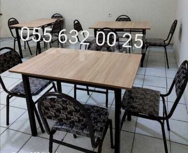 Bağ, çöl masa və oturacaq dəstləri: Yeni, Kvadrat masa, 4 stul, Açılmayan, Stullar ilə, Dəri, Azərbaycan — 6