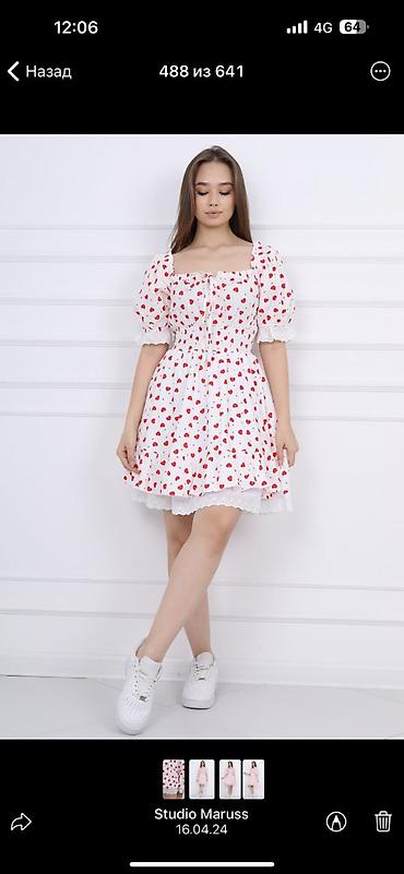 Повседневные платья: Шикарная платье на лето 
Ткань хб🧶
Размер?48
Цена🔥550сом — 3