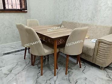 Masa və oturacaq dəstləri: Mətbəx üçün, Yeni, Açılan, Dördbucaq masa, 4 stul — 10