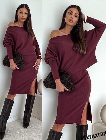 Kompleti: 🔥Dvodelni ženski komplet od rebrastog pletiva – džemper + suknja midi — 4
