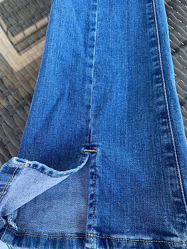 deri salvar: Göy denim cins şalvar. — 3