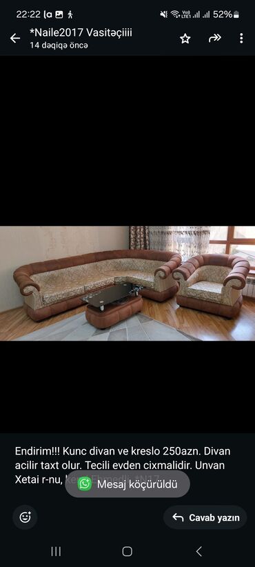 islenmis divan kreslo ucuz: Künc divan, İşlənmiş, Çatdırılma yoxdur