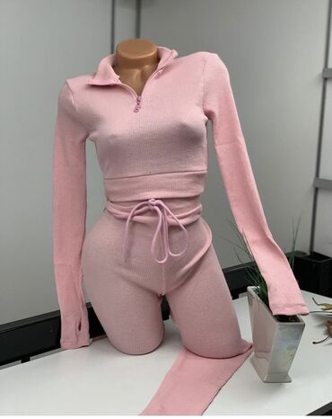 ženski komplet pantalone i sako: One size, Jednobojni, bоја - Roze