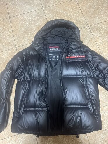 button куртка двухсторонняя: Пуховик мужской/унисекс, черный, с капюшоном. - Материал верха