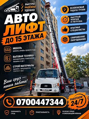 подъёмник: Услуги автолифта/грузового подъёмника до 15-го этажа. Подходит для: - — 1