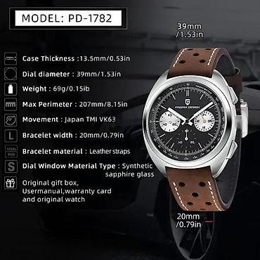 Ručni satovi: PAGANI DESIGN PD-1782 - 39mm - Crna/Koža Potpuno nov muški sat PAGANI — 8