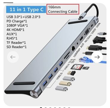 мониторы 4k: USB-разветвитель 8/11/12 в 1, 4K HDMI RJ45 SD/TF VGA HDMI Концентратор