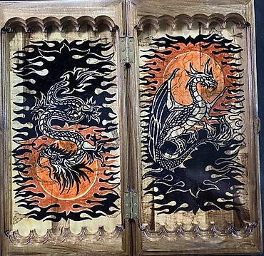 Настольные игры: Набор настольных игр 3-в-1 из натурального дерева с резьбой — 14