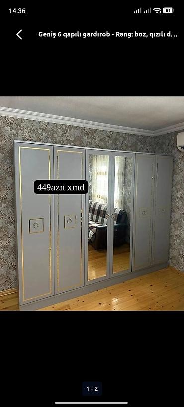 Yeni, 6 qapı, Güzgülü, Boz, Açılan, Düz dolab