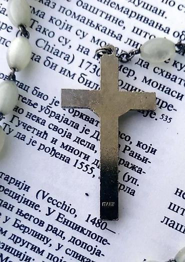 Ogrlice: Antikne brojanice staklene perle Raspeće krst ogrlica Italy. Antikna — 5