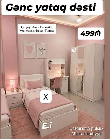 masa islenmis: Gənc yataq dəsti Komplektin tərkibi: - Dəmir karkaslı çarpayı - Yazı — 1