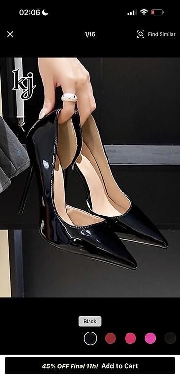 pencekler qadin ucun: Məhsul: Zərif qadın stiletto ayaqqabıları - Rəng: Parlaq qara - Üst — 5