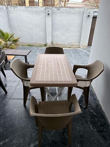 Bağ, çöl masa və oturacaq dəstləri: Yeni, Dördbucaq masa, 6 stul, Açılan, Skameykalar ilə, Plastik, Türkiyə — 11