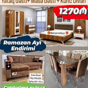 Yataq otağı dəstləri: 2 təknəfərlik çarpayı, Tumba, 2 tumba, Komod, Türkiyə, Yeni — 3