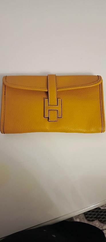 Hermes Jige Sarı rəngli dəri çiyin çantası - Material: təbii toxumalı