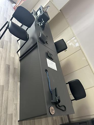 Офисные гарнитуры: Ofis mebel dəsti – qrafit rəng - Minimalist dizaynlı iş masası: düz — 3