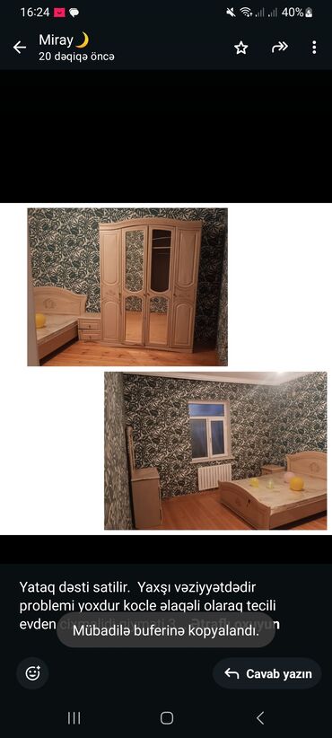 куплю мебель бу баку: Yataq dəsti satilir. Yaxşı vəziyyətdədir problemi yoxdur kocle